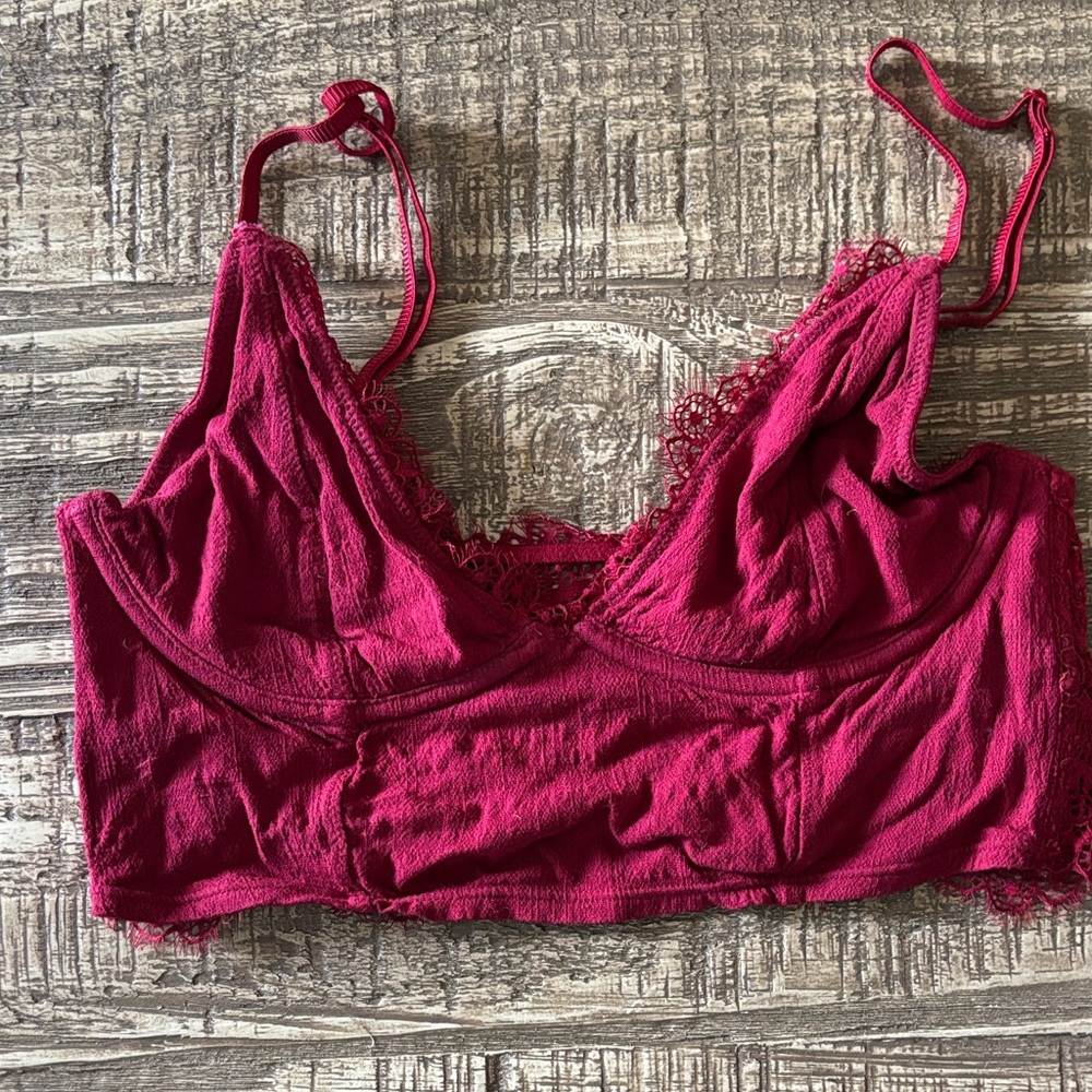 Free people Lace-Trim Bralette in Deep Raspberry